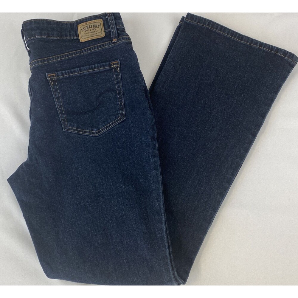 Levis Signature Womens Dark Wash At The Waist Boot Cut 5 pocket Denim Jeans 10